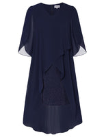 1 x RAW Customer Returns Hanna Nikole Elegant Prom Dress Women Cape Short Party Dress Dark Blue 50 Plus Sizes - RRP €55.99