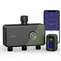 1 x RAW Customer Returns Diivoo RFID Technology 60m Wi-Fi Smart Watering Timer with 3 Outlets with App Alexa Voice Control 6 Watering Programs Garden Watering Timer - RRP €99.99