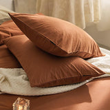 1 x RAW Customer Returns AShanlan Bed Linen 135x200 Caramel Brown Solid Color Soft Breathable Washed Microfiber Duvet Cover with 1 Pillowcase 80x80 cm Single Bed All Seasons Bedding Set - RRP €25.86