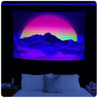 1 x Brand New Roninkier Tapestry Moon Blacklight Forest Fluorescence - Tapestry Psychedelic Aesthetic Uv Reactive Wall Cloth Hippie Decoration Nature Tapestry Cloth Bedroom Wall Decoration 150x130cm - RRP €24.99