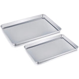 1 x RAW Customer Returns TEAMFAR baking tray set of 2, rectangular baking tray made of stainless steel for baking, cooking, serving, non-toxic and healthy, highly polished, easy to clean and dishwasher safe - RRP €22.68