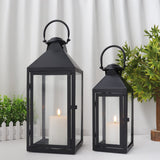 1 x RAW Customer Returns JHY DESIGN Set of 2 Decorative Lanterns 44.5 cm 24 cm High Lanterns Outdoor Black Candle Lanterns Large Hanging Lantern for Indoor Events Parity Weddings Vintage Style Decorative Black  - RRP €65.53