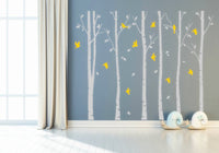 1 x Brand New BDECOLL 6 Large Birch Trees with Birds Vinyl Wall Sticker Mural for Room Decoration,71 hx 110w Grey  - RRP €20.4