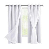 1 x RAW Customer Returns Hiasan Sheer Tulle Overlay Curtains with Tiebacks, White Opaque Curtains Blackout Curtains, Double Layer, Transparent Window Curtain for Bedroom, Living Room, H245 x W132cm - RRP €12.1