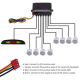 1 x RAW Customer Returns Parking aid with 8 front rear parking sensors with buzzer LED display 8 sensors, silver  - RRP €26.21