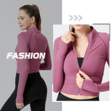 1 x Brand New SEAUR Tops Women s Athletic Thin Comfort Crop Breathable Jacket Clothing Thermal Full Zip Sweat Jacket Sports Jacket for Yoga Fitness Running Training - RRP €35.99