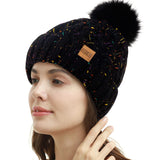 1 x Brand New REDESS Women Winter Pompom Beanie Hat Fleece Lined Warm Hats, Thick Casual Snow Knit Hat for Ladies - RRP €19.99