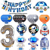 6 x Brand New Space birthday decoration 3 years set, space foil balloon party decoration, space balloons decoration children s birthday set, 3D astronaut rocket balloon birthday banner party kit - RRP €46.56