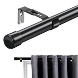 17 x Brand New INFLATION Curtain Rods with Cap Knobs 116cm, Black Curtain Rod with Brackets Fitting Set Window Rods for Living Room Outdoor Area - RRP €324.19