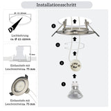 1 x RAW Customer Returns HiBay Set of 30 LED Recessed Spotlights 230v GU10 Mounting Frame Round Recessed Spotlights in Brushed Stainless Steel with GU10 Connection for LED or Halogen Lamps - RRP €59.48