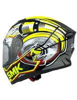 1 x RAW Customer Returns Smk Integral Brand Helmet Turbo Model Black Yellow Fluor Size L 59 60 Fully Homologated DOT Approved for Road - RRP €78.0