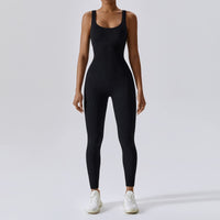 1 x RAW Customer Returns OEAK Women s Sports Jumpsuit Long Tight Yoga Overall Sleeveless Playsuits Ribbed Workout Bodysuit Stretch Jogging Romper Tracksuit, Charcoal Black, M - RRP €29.23