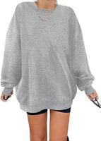 1 x RAW Customer Returns Sweatshirt Women s Los Angeles Pullover Oversized Long Sleeve Shirt Crew Neck Basic Loose Tops Without Hood Teenager Girls Vintage Tops Shirts Light Gray M - RRP €30.24