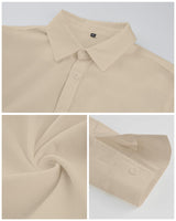 1 x Brand New HMIYA Men s Linen Shirt, Long Sleeve, Button Down, Straight Fit, Stand Collar, Beige, XXL - RRP €29.99