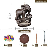 1 x RAW Customer Returns YYW Elephant Incense Holder with 20PCs Backflow Incense Cones, Asia Ceramic Incense Holder Backflow Censer - RRP €16.66