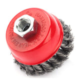 1 x RAW Customer Returns Wire brush grinder, 4-piece, 3 inch M14, twisted diameter, 75 mm, wire brush, round brush for angle grinder, brush for bristles, corrosion, paint removal - RRP €17.41