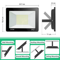 1 x RAW Customer Returns YIQIBRO 100W LED Floodlight Outdoor, IP67 Waterproof LED Floodlight, 10000LM 7000K Cold White Super Bright LED Spotlight Outdoor Spotlight for Warehouse, Garden, Garage, Yard, Parking Lot - RRP €28.89