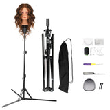 1 x RAW Customer Returns Wig stand, foldable styling head stand, adjustable practice head wig stand with set for cosmetology hairdressing training - RRP €25.2