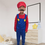 1 x RAW Customer Returns Alaiyaky Mario and Luigi Costume for Adults Children, Mario Costume Super Plumber Jumpsuit, Mario Bros Cosplay Outfit with Hat Beard Gloves, Mario Outfit for Halloween Carnival Boys Mario, XL  - RRP €17.89