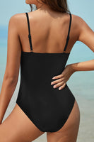 1 x RAW Customer Returns SHEKINI Women s One Piece Swimsuit Low Neck Adjustable Back Slim Cutout Spaghetti Straps Beachwear XL,Black Z  - RRP €31.9