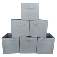 1 x RAW Customer Returns EZOWare Pack of 6 Foldable Fabric Storage Cubes, Container with Handle for Children s Bedroom or Playroom Toys Clothes, 26.7 x 26.7 x 27.8 cm Colour Gray - RRP €23.45