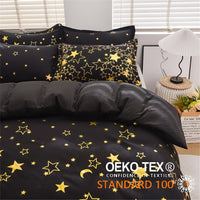 1 x RAW Customer Returns Freyamy bed linen 220x240cm 3-piece black gold stars moon glitter pattern luxury bedding sets brushed microfiber reversible bed linen soft duvet cover with zipper and 2 pillowcases 80x80cm - RRP €46.37