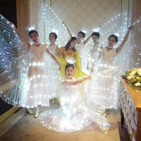 1 x RAW Customer Returns QOTSTEOS LED Wings for Adults, LED Butterfly Wings Isis Wings Glow Light Up Belly Dance Costumes, Adult Isis Wings LED Dance Practice Props with Sticks and Bag White  - RRP €39.04