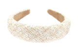 1 x RAW Customer Returns axy Wide Headband Padded with Tweed Fabric - Beautiful Women s Headband Hair Accessories Headband HRK8 White  - RRP €13.01