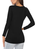 1 x RAW Customer Returns Beluring Tshirt Ladies Long Sleeve Tunic Casual Loose Longshirt Blouse Tops Black M - RRP €24.0