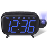 1 x RAW Customer Returns ELEHOT-Store Digital Bedside Alarm Clock Radio Alarm Clock with Projector Desk Shelf 4 Brightness Levels Adjustable 180 Projection 7 Alarms - RRP €27.02