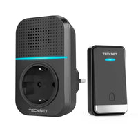 1 x RAW Customer Returns TECKNET Wireless Doorbell Battery-free, Socket Radio Bell IP65 Waterproof Wireless Doorbell Radio Doorbell with EU Socket, LED Display, 5 Volume Levels, 60 Ringtones, 400m - RRP €21.5