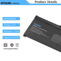 1 x RAW Customer Returns Oyomba SR04XL Battery for HP OMEN 15 2018 15-CE0XX 15-CE015DX 15-DC0XX PAVILION 15-CB0XX 15-CX0XX 5-CB041NR 15-CX0056WM SERIES 917724-855 917678-1B1 HSTNN-DB7W HSTNN-IB7Z SR03XL - RRP €38.46