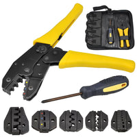 1 x RAW Customer Returns Wisfor crimping pliers set cable lug pliers with 5 interchangeable inserts, screwdriver and tool bag, 0.5-35 mm pressing pliers interchangeable crimping tool - RRP €35.89