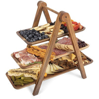 1 x RAW Customer Returns Aboiledy 3-tier serving plate wood, fruit bowl cake board, rectangular fruit stand cake stand, cake plate donut stand cupcake stand, cheese plate vegetable rack fruit rack, wooden plate tiered stand - RRP €29.17