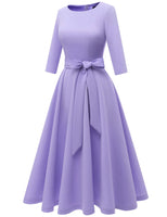 1 x Brand New DRESSTELLS women s dress festive knee-length registry office cocktail dress long-sleeved festive party dress with belt retro pleated skirt knee-length midi-length lavender XS - RRP €45.99