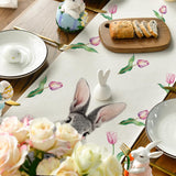 1 x RAW Customer Returns Artoid Fashion Tulip Bunny Easter Table Runner, Washable Modern Spring Kitchen Dining Table Decoration for Indoor and Outdoor Holiday Party Living Room Decor 40 x 140 cm - RRP €11.08