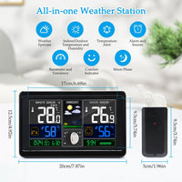 1 x RAW Customer Returns Aytop weather station with wireless outdoor and indoor sensor, radio clock, indoor and outdoor thermometer, moon phase, weather forecast, barometer, humidity meter for home and garden - RRP €42.64