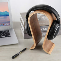 1 x RAW Customer Returns Wooden Omega Headphone Stand Wooden Headphone Hanger Wooden Headset Holder Omega Headphone Desk Display Hanger Wooden Headsets with Walnut Finish Linkidea - RRP €29.66