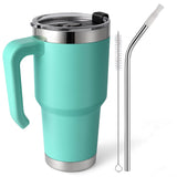 1 x RAW Customer Returns EQARD thermal mug with straw and handle drinking cup coffee mug to go with splash-proof lid and tube brush stainless steel vacuum insulated car mug for hot cold drinks BPA free - RRP €24.19