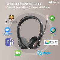 1 x RAW Customer Returns Earbay Bluetooth Headset with Microphone, Wireless Headset with Microphone and Noise Canceling, Bluetooth Headphones with USB Dongle and Mute Button for PC Office Zoom Skype Rose Gold - RRP €46.38