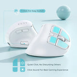 1 x RAW Customer Returns seenda Vertical Ergonomic Wireless Mouse Dual Bluetooth 2.4G Rechargeable Gaming Wireless Mouse, Multi-Device Wireless Mouse for Laptop PC Mac Tablet iPad Windows Android iOS , White Silver - RRP €25.4