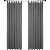 1 x RAW Customer Returns Deconovo blackout curtain loops curtains bedroom thermal curtain loops loop scarf cold protection thermal curtain thermal curtain heat protection, 242x132cm height x width , black, set of 2 - RRP €36.47