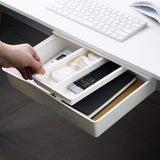 1 x RAW Customer Returns aleawol Large Self-Adhesive Drawer for Under Desk, Hidden Drawer Box Storage Box with Two Compartments, Under Desk Drawer for Office Home School White, L  - RRP €22.18