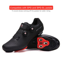 1 x RAW Customer Returns ARTVEP Men s Cycling Shoes Women s MTB Bicycle Shoes Compatible with Look SPD SPD-SL Delta Lock Pedal Riding Shoes Compatible with Peloton Shoes Stripes All Black EU 40 250 - RRP €59.99