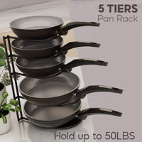 2 x RAW Customer Returns 5 Tier Heavy Duty Pot and Pan Organizer for Storing Cast Iron Pans Griddles and Shallow Pots Durable Steel Frame Space Saving for Kitchen - RRP €55.88