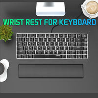 1 x RAW Customer Returns Mechanical Keyboard Wrist Rest AK33 White LED Backlit USB Cable Gaming Mechanical Keyboard, 82 Key Compact Keyboard PU Leather Memory Foam Wrist Rest for Gamers Brown Switch, Black  - RRP €35.56