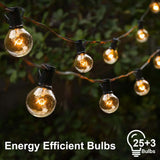 1 x RAW Customer Returns Outdoor Hanging Fairy Lights Bulbs G40 8m 28 Bulbs Fairy Lights Garden for Christmas Wedding Party Outdoor Decoration Warm White, IP44 Waterproof 25 Bulbs with 3 Replacement Bulbs  - RRP €25.99