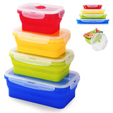 1 x RAW Customer Returns Yeswell Foldable Bowl, Pack of 4 Silicone Food Storage Boxes with Lids, Food Storage Containers, Camping Lunch Boxes, Folding Bowl, Airtight Storage Containers for Kitchen Picnic Hiking School - RRP €20.03