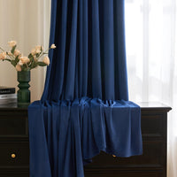 1 x RAW Customer Returns MIULEE Navy Blue Velvet Curtain with Eyelets, Beautiful Soft Velvet Curtains for Decoration Bedroom Living Room, 2 Pieces Velvet Curtains Opaque Each 245 cm High, Thick Velvet Thermal Curtain Winter - RRP €56.51