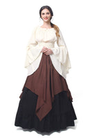 1 x RAW Customer Returns Fiamll Renaissance Dress Women Medieval Dress Medieval Costume Women Trumpet Sleeve Victorian Dresses Brown S Shirt and Skirt  - RRP €60.49